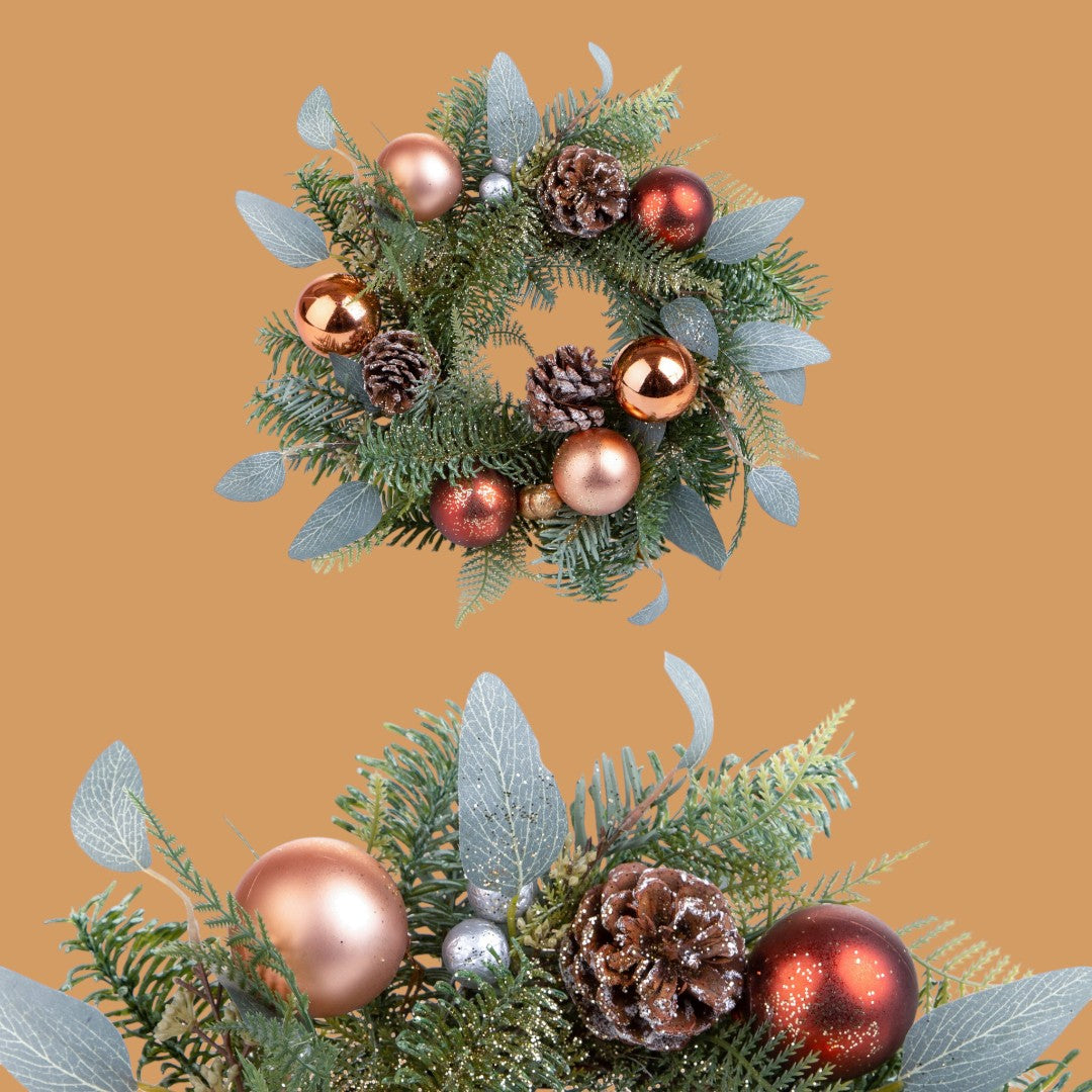 Pezzi 2 • Corona natale con sfere • H 5 cm
