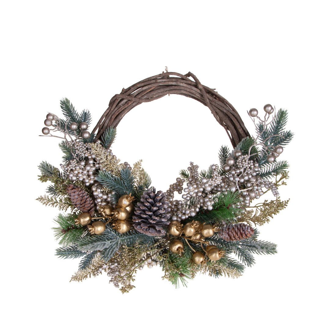 Corona dm willowAbete ilex e pigne • H 10 cm