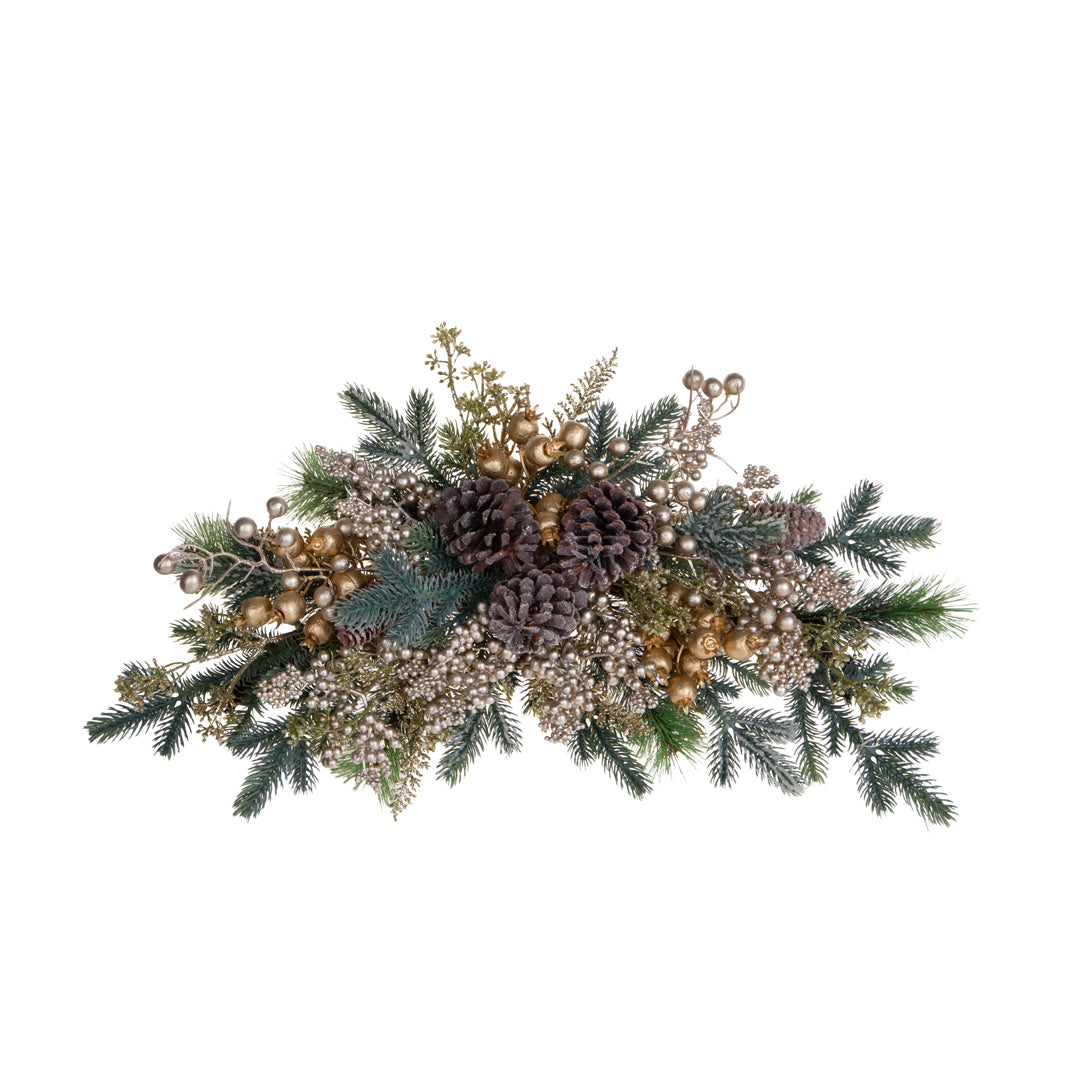 Sopraporta con ilex e pigne • H 22 cm