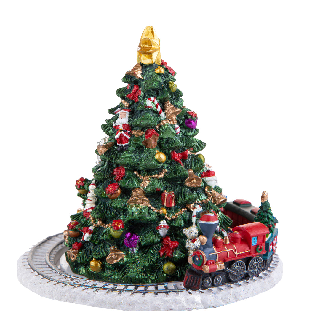 Abete mov+mus caril. con treno • H 16 cm