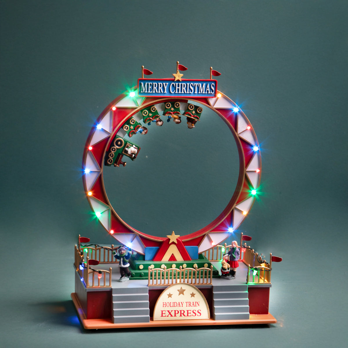 Mont.russe con santa movimento+luci+musica • H 32,5 cm