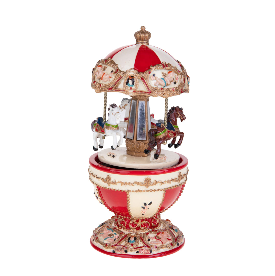 Giostra 8,5xh17cm con cavallini carillon • H 17 cm