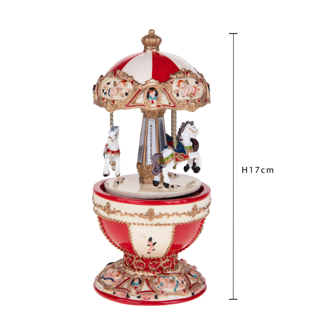 Giostra 8,5xh17cm con cavallini carillon • H 17 cm