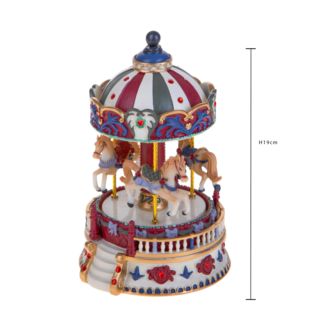 Carosello h19 cm con cavallini carillon • H 19 cm