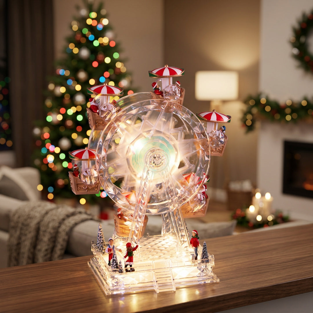 Giostra 20xh28 cm con santa led+musica int. • H 28 cm