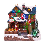 Baita mov+mus+luci con santa e elf • H 25 cm