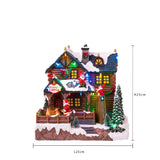 Baita mov+mus+luci con santa e elf • H 25 cm
