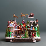 Villaggio con Slitta Mov+Luci+Mus • 33 cm