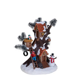 Casa suAlbero con santa e luci • H 22 cm
