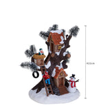 Casa suAlbero con santa e luci • H 22 cm