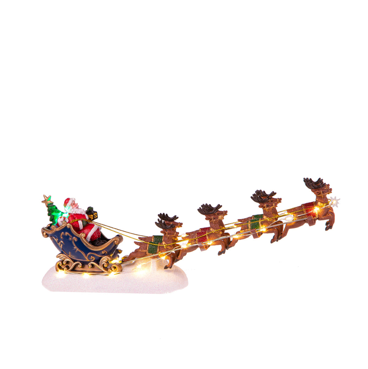 Babbo nat. con slitta con led • H 16 cm