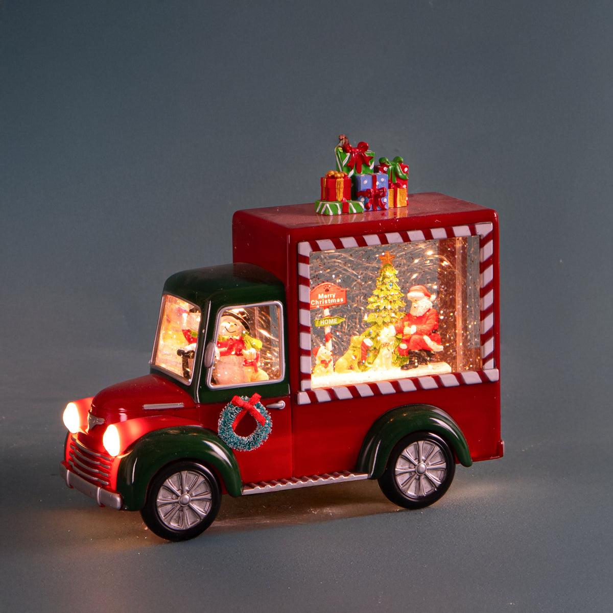 Furgoncino con santa led+musica • H 19,5 cm