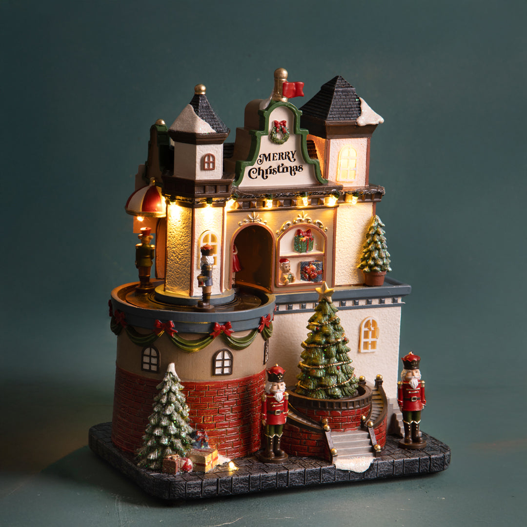 Castello con Alb.Natale Mov+Lu • 26 cm