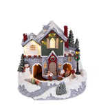 Paesaggio 22xh22 cm slitta luci+movimento+musica • H 22,5 cm