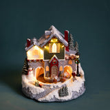 Paesaggio 22xh22 cm slitta luci+movimento+musica • H 22,5 cm