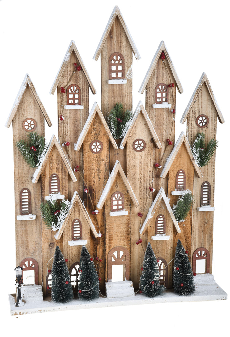 Villaggio innevato con 60 led • 85 cm