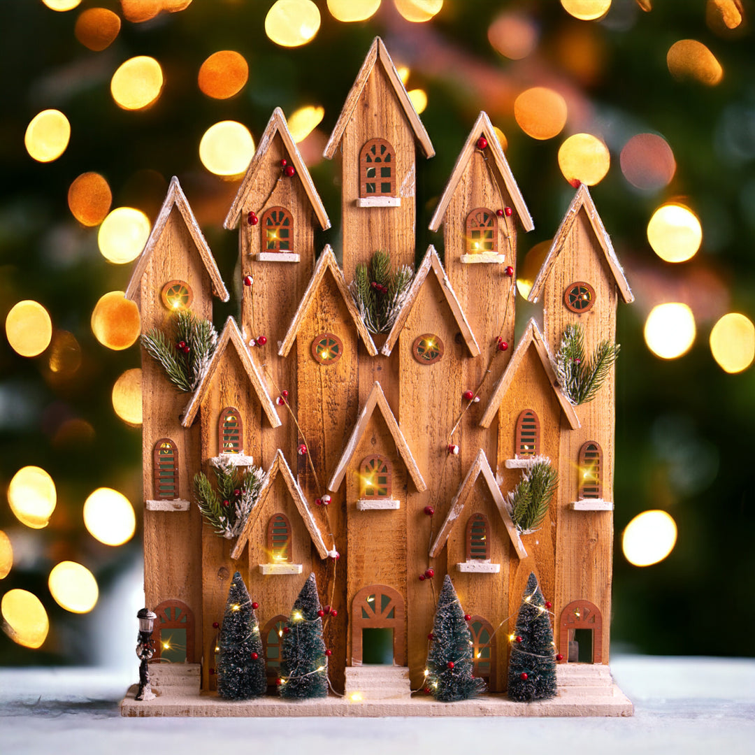 Villaggio innevato con 60 led • 85 cm