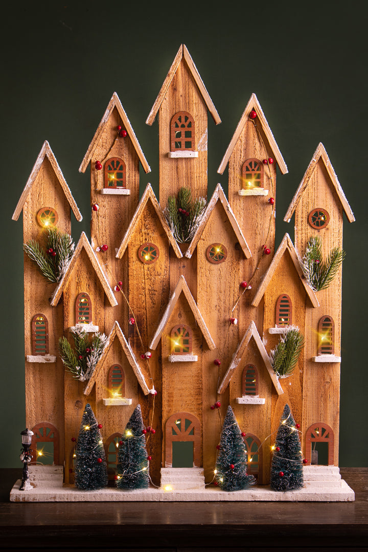 Villaggio innevato con 60 led • 85 cm