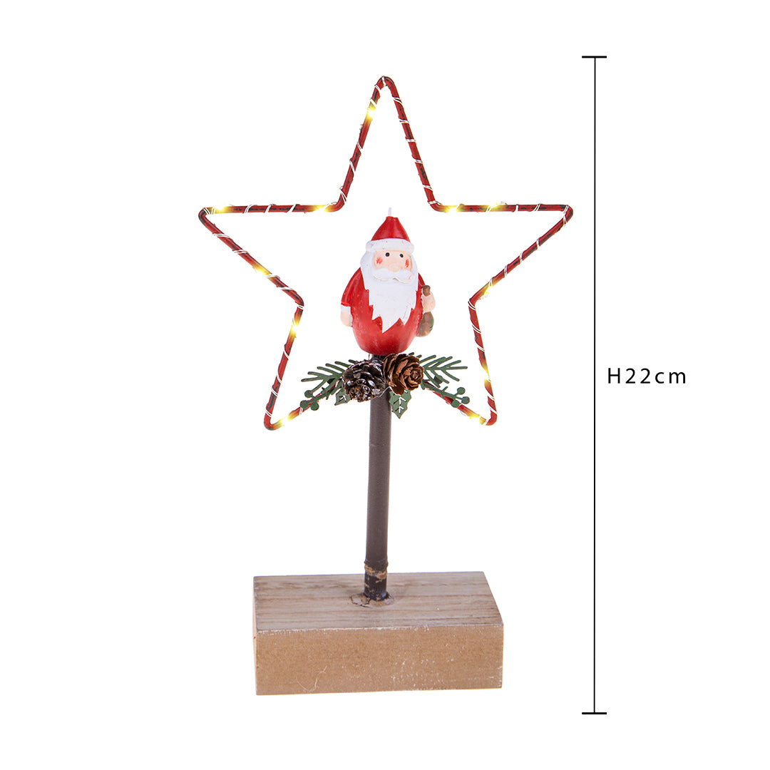 Stella con Led Babbo Natale  • 22 cm