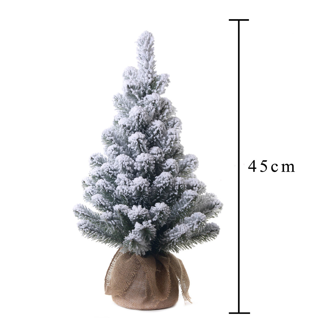 Abete con sacco e neve 40 tips pvc • H 45 cm