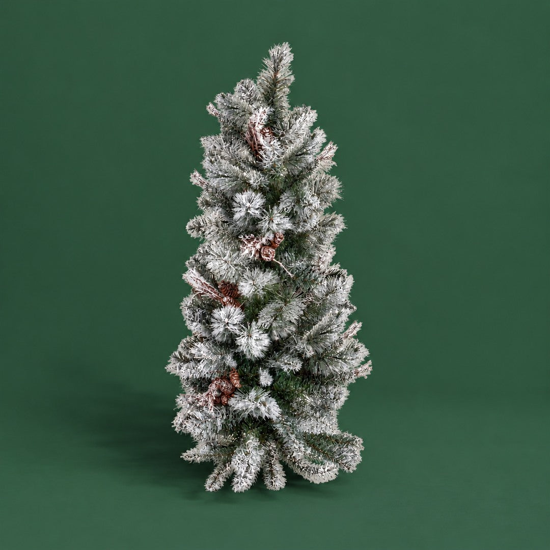 Abete da parete con neve e pigne 8t • H 90 cm