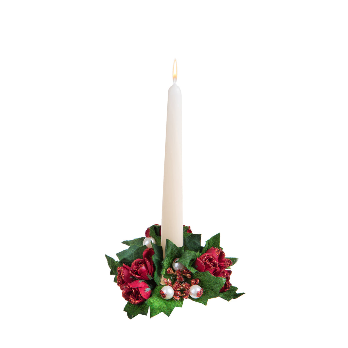 Pezzi 24 • Girocandela rose con perle • H 3 cm