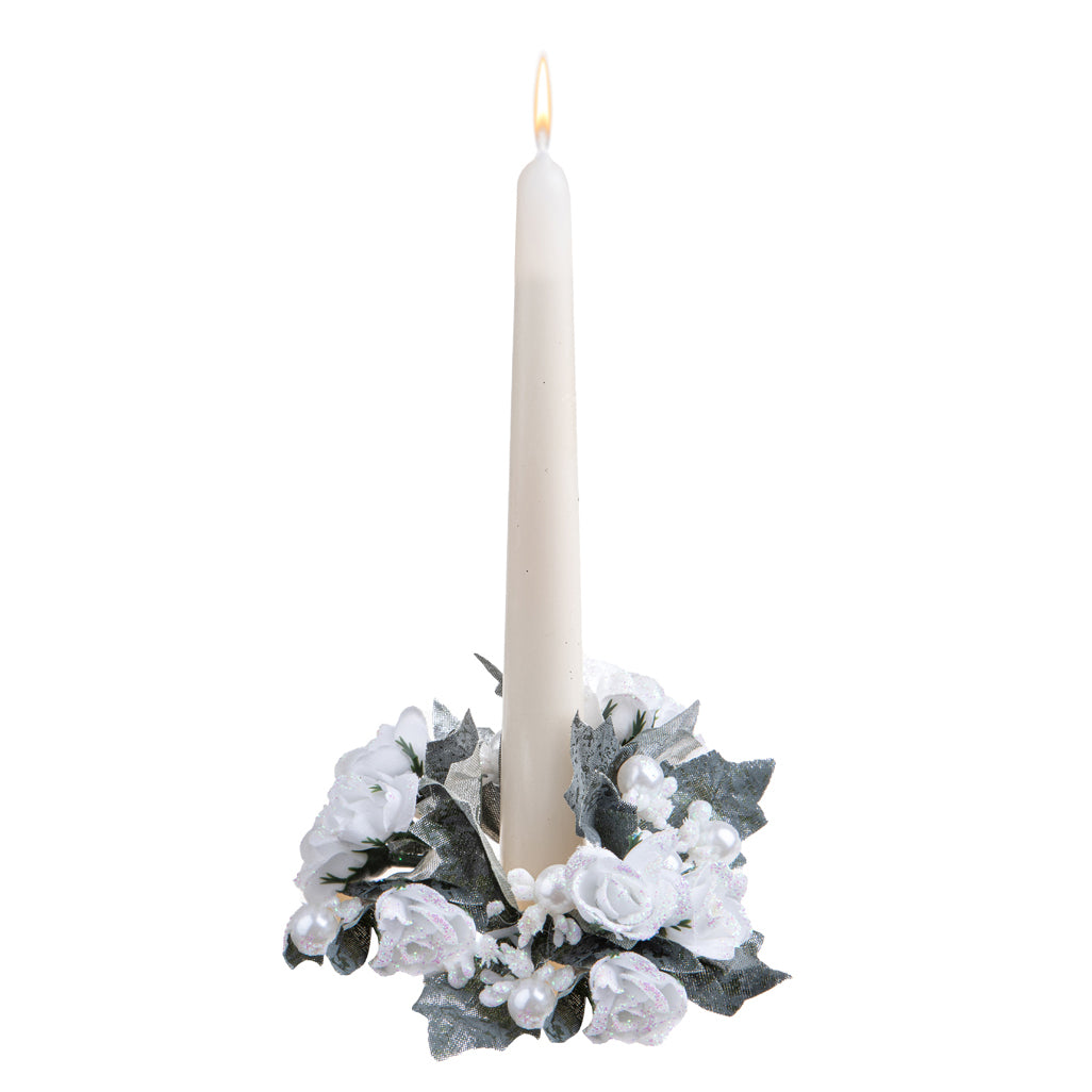 Pezzi 24 • Girocandela rose con perle • H 3 cm