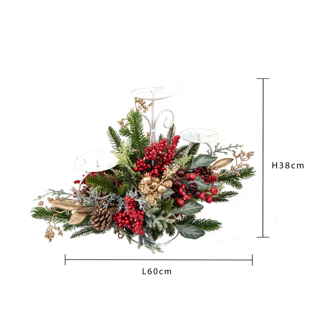 P/candele gold berries • H 38 cm