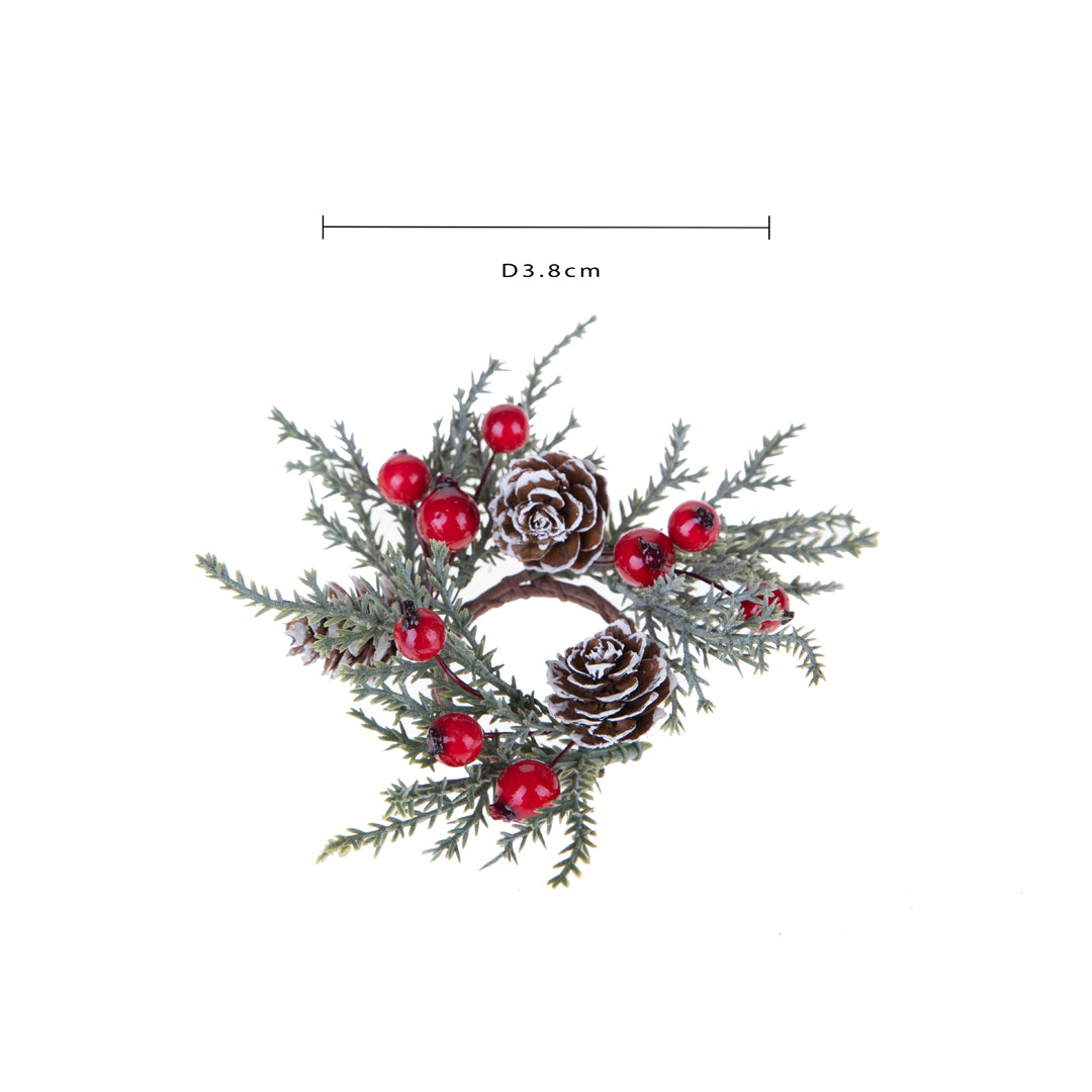 Pezzi 12 • Girocandela con pigne e bacche • H 1,8 cm