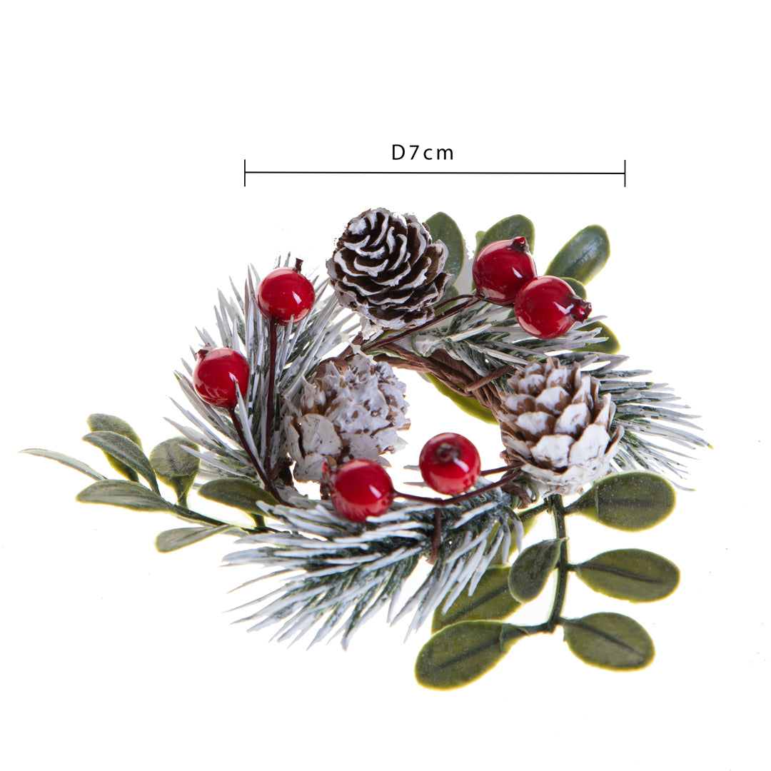 Pezzi 12 • Girocandela con bacche e ilex • H 2 cm